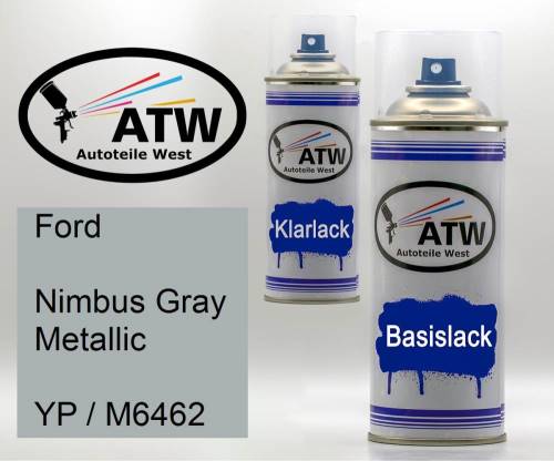 Ford, Nimbus Gray Metallic, YP / M6462: 400ml Sprühdose + 400ml Klarlack - Set, von ATW Autoteile West.